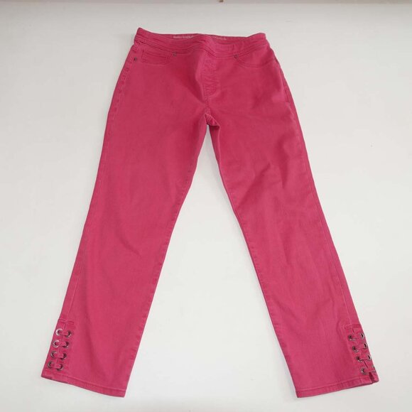 Chico's Womens Girlfriend Slim Leg Ankle Pull On Jeans Size 0.5 / 6 Pink Stretch - Picture 1 of 6